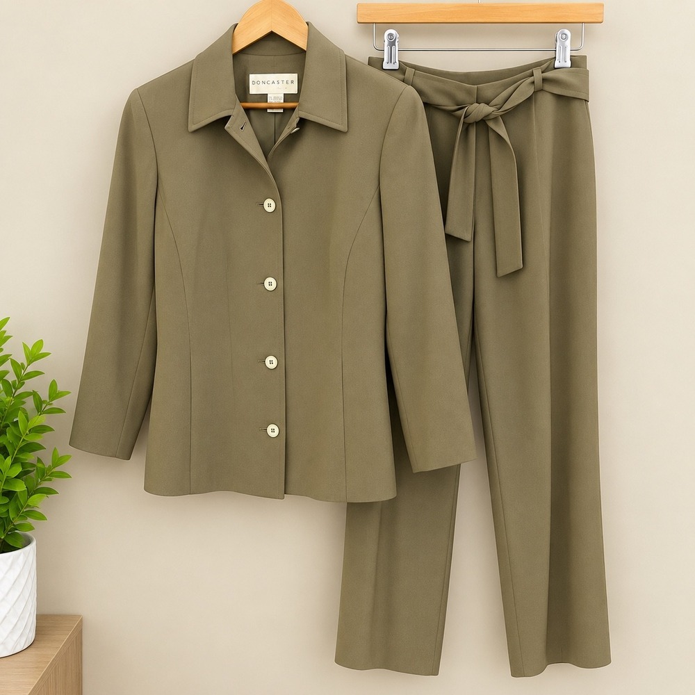 Doncaster Womens 2 Piece Pant Suit Blazer & Wide Leg Trousers Size 6 Office